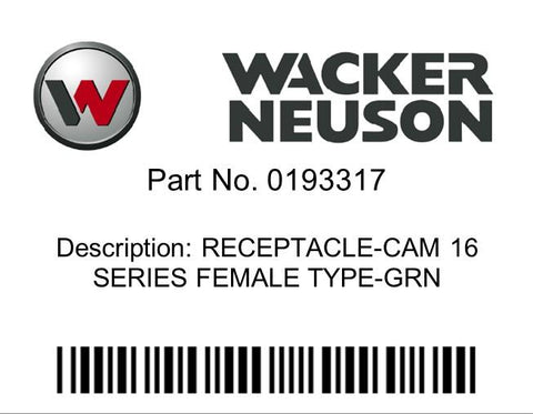 Wacker Neuson : RECEPTACLE-CAM 16 SERIES FEMALE TYPE-GRN Part No. 0193317