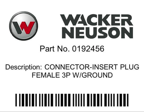 Wacker Neuson : CONNECTOR-INSERT PLUG FEMALE 3P W/GROUND Part No. 0192456