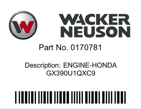 Wacker Neuson : ENGINE-HONDA GX390U1QXC9 Part No. 0170781