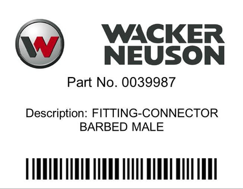 Wacker Neuson : FITTING-CONNECTOR BARBED MALE Part No. 0039987