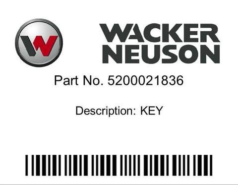 Wacker Neuson : KEY Part No. 5200021836