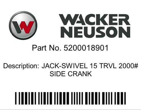 Wacker Neuson : JACK-SWIVEL 15 TRVL 2000# SIDE CRANK Part No. 5200018901